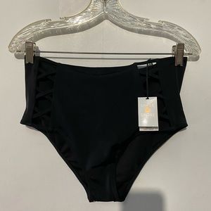 NWT Shade & Shore Black High Waisted Bikini Bottom